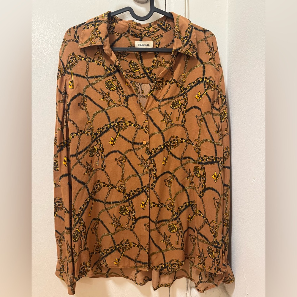 L'agence Nina Chain Pattern Button Down Shirt - image 3